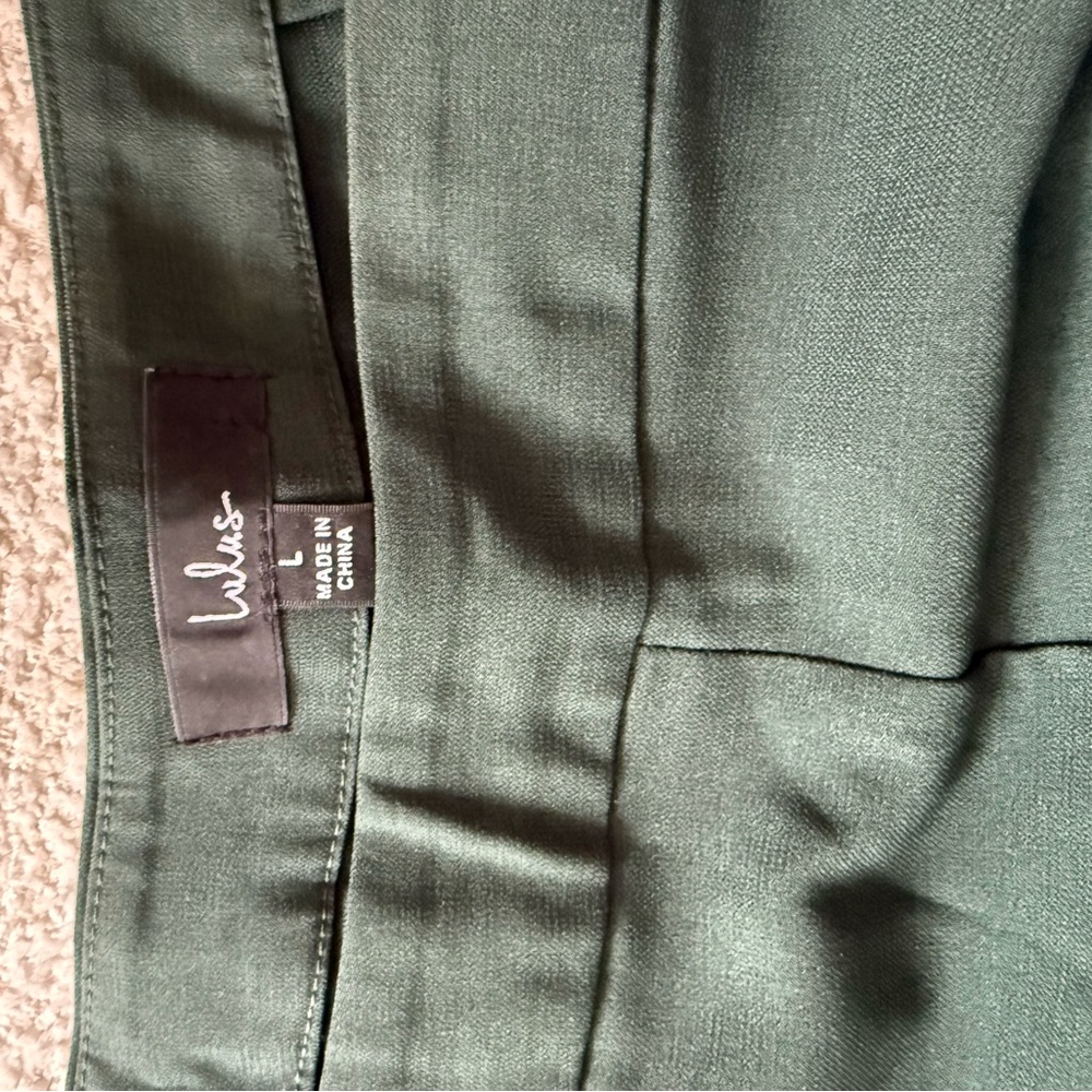 Lulus Kick It Forest Green High-waisted Trouser Pants - Size L - Picture 3 of 3
